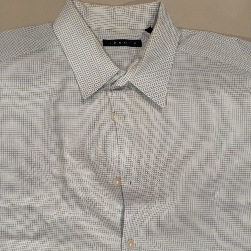 Mens Theory Buttondown Blue Dress Shirt
